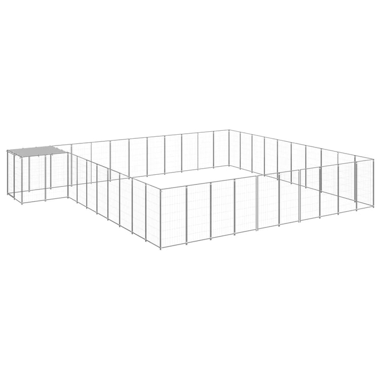 Vidaxl -Hundezwinger 31,46 m² Stahl Silberfarbe