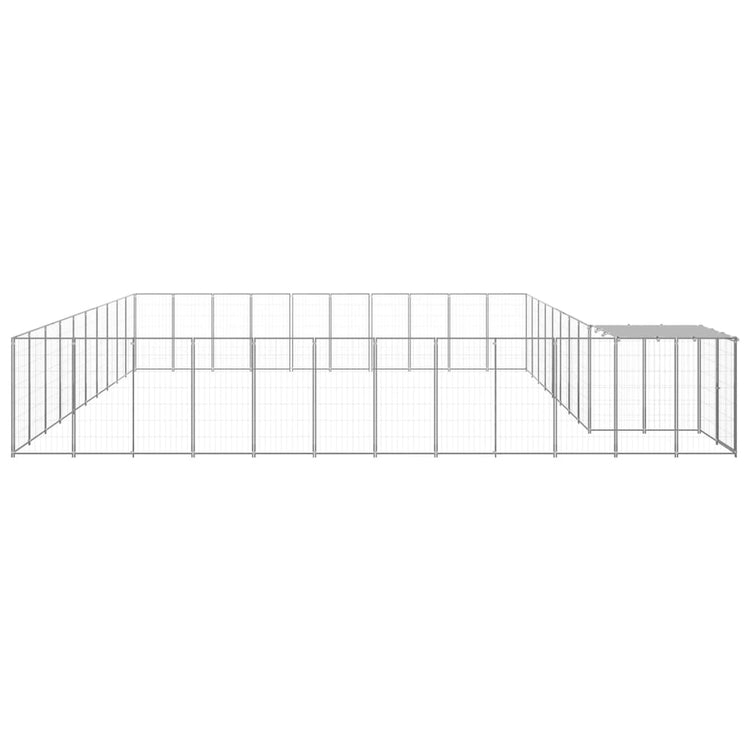 Vidaxl -Hundezwinger 31,46 m² Stahl Silberfarbe