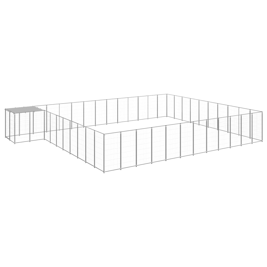 Vidaxl -Hundezwinger 37,51 m² Stahl Silberfarbe