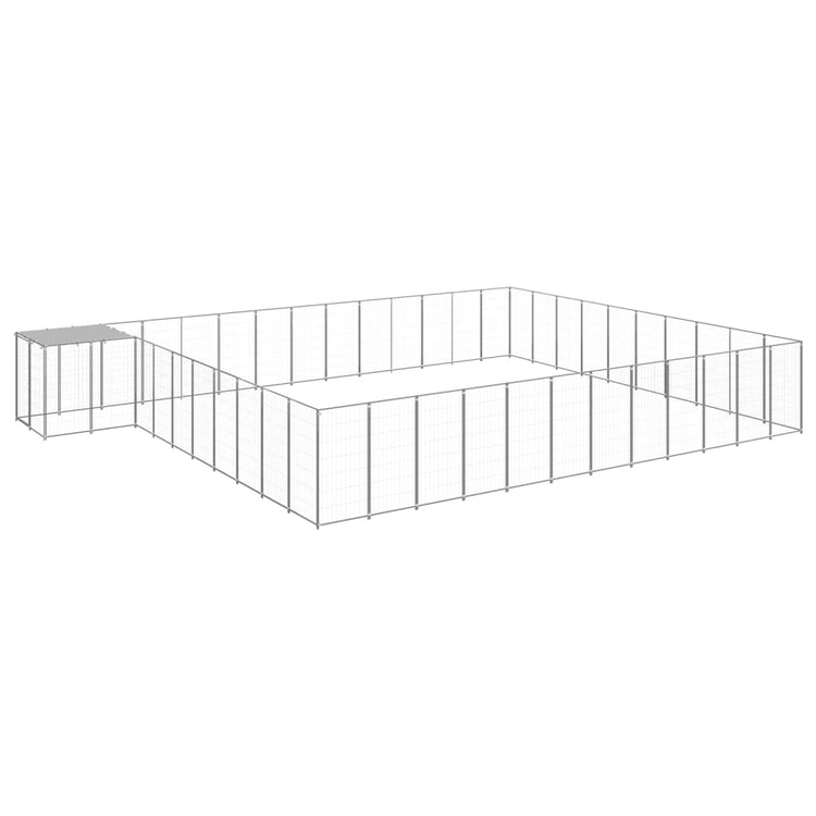 Vidaxl -Hundezwinger 37,51 m² Stahl Silberfarbe