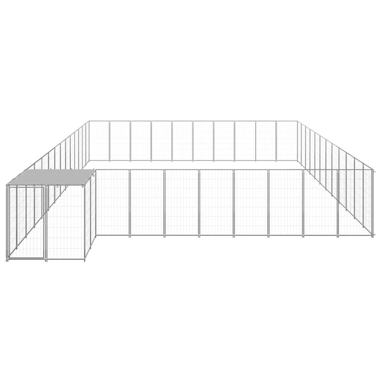 Vidaxl -Hundezwinger 37,51 m² Stahl Silberfarbe