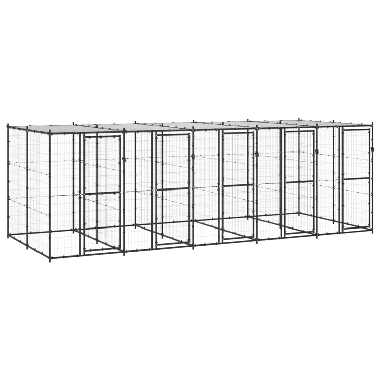 Vidaxl -Hundezwinger mit Dach 12,1 m² Stahl