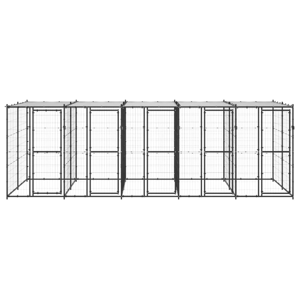 Vidaxl -Hundezwinger mit Dach 12,1 m² Stahl