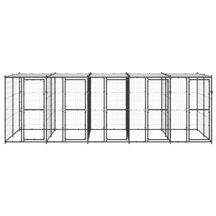 Vidaxl -Hundezwinger mit Dach 12,1 m² Stahl
