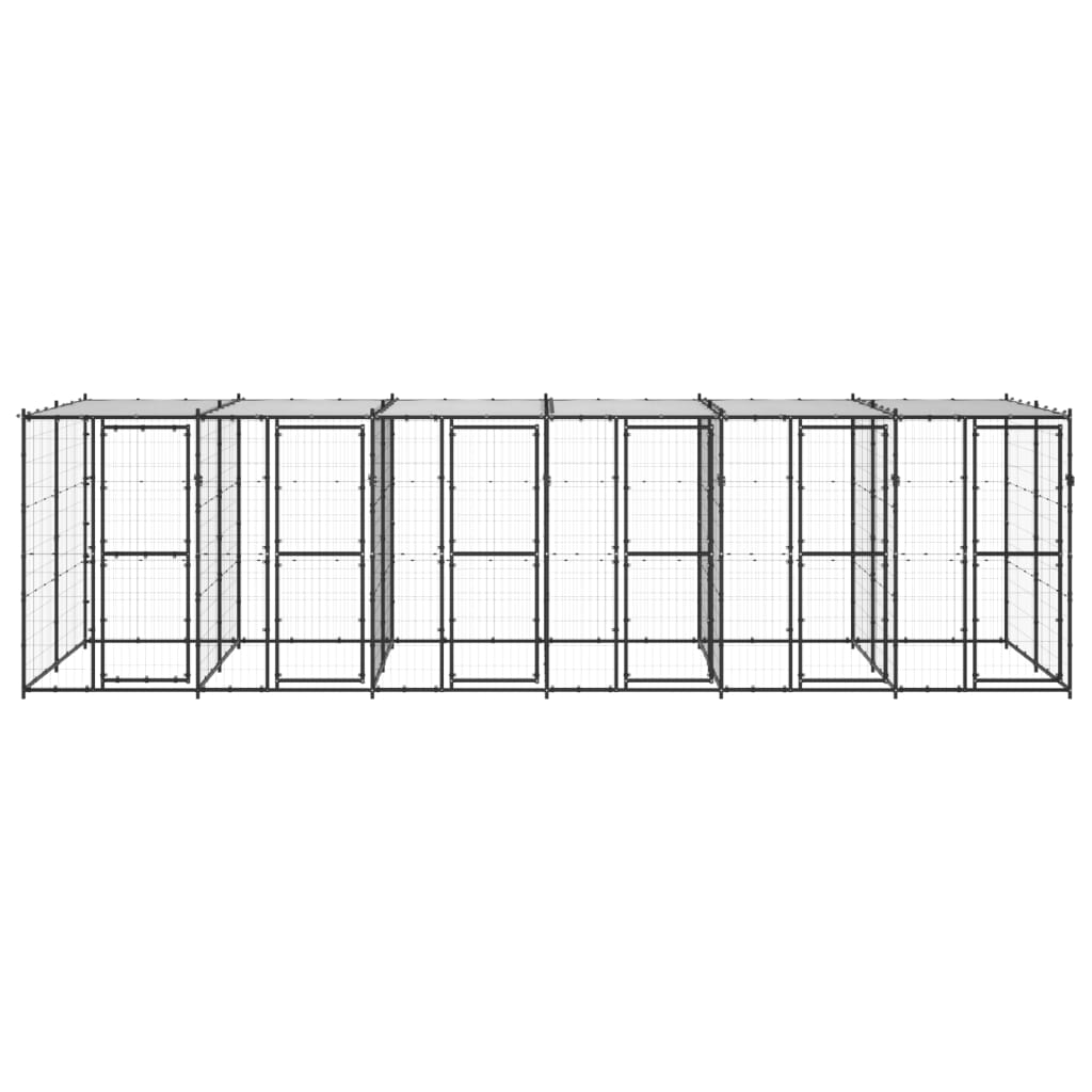 Vidaxl -Hundezwinger mit Dach 14,52 m² Stahl