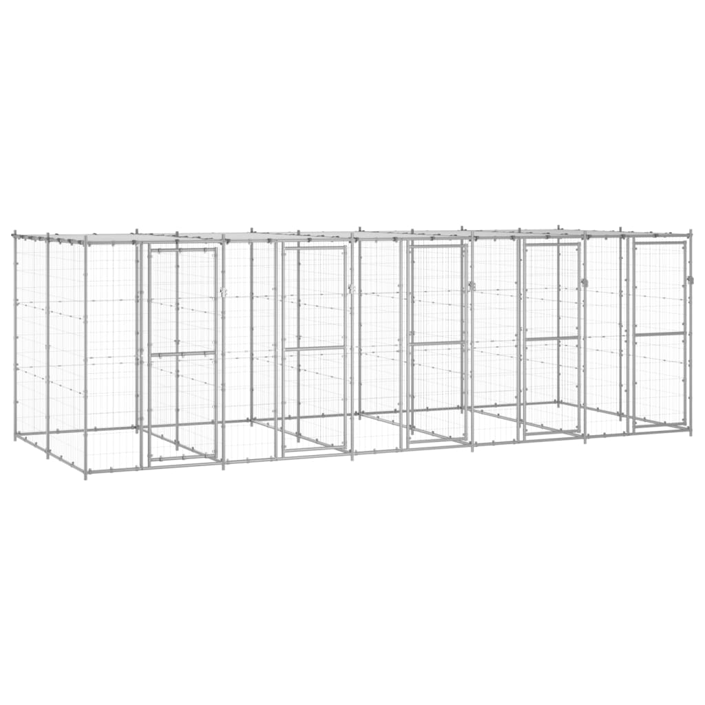 Vidaxl -Hundezwinger mit Dach 12,1 m² verzinkter Stahl
