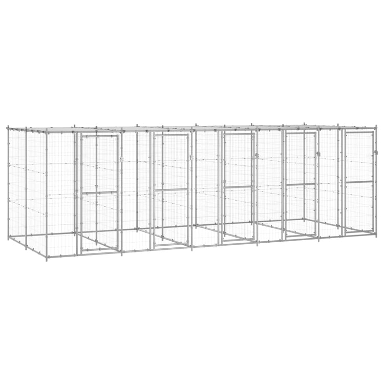 Vidaxl -Hundezwinger mit Dach 12,1 m² verzinkter Stahl