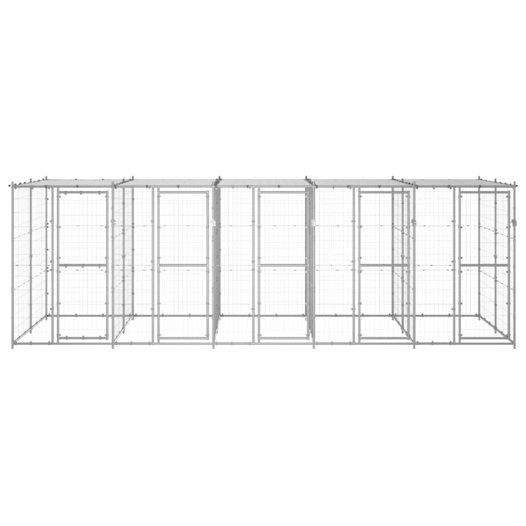 Vidaxl -Hundezwinger mit Dach 12,1 m² verzinkter Stahl