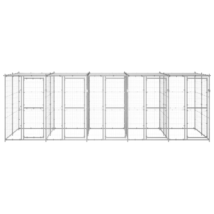 Vidaxl -Hundezwinger mit Dach 12,1 m² verzinkter Stahl