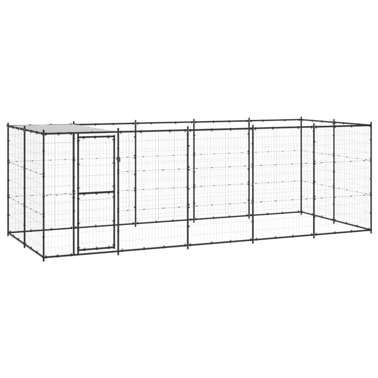 Vidaxl -Hundezwinger mit Dach 12,1 m² Stahl