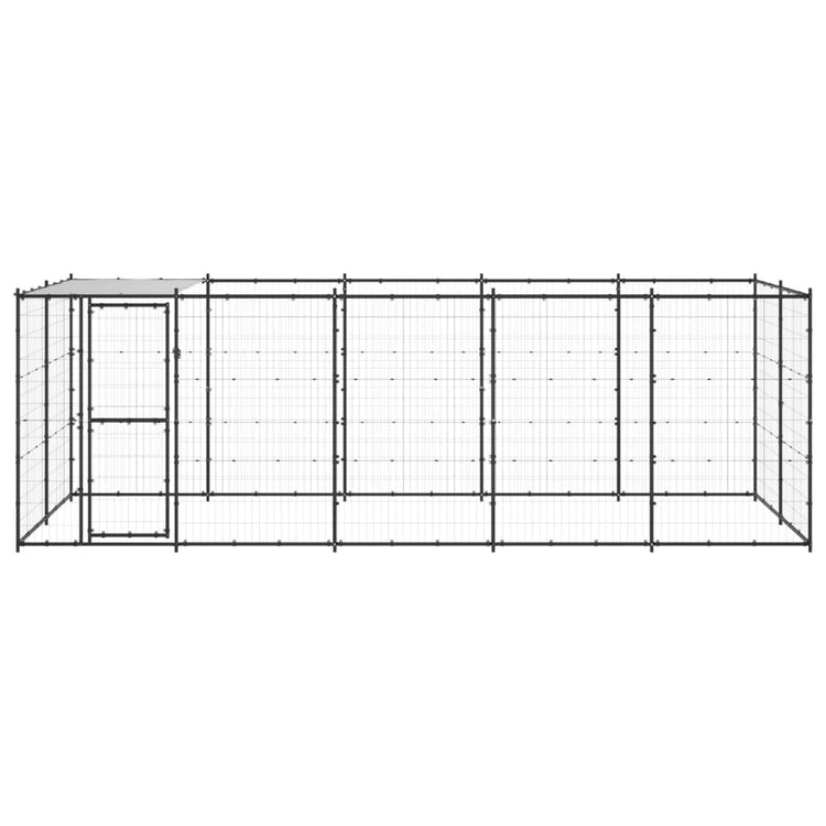 Vidaxl -Hundezwinger mit Dach 12,1 m² Stahl