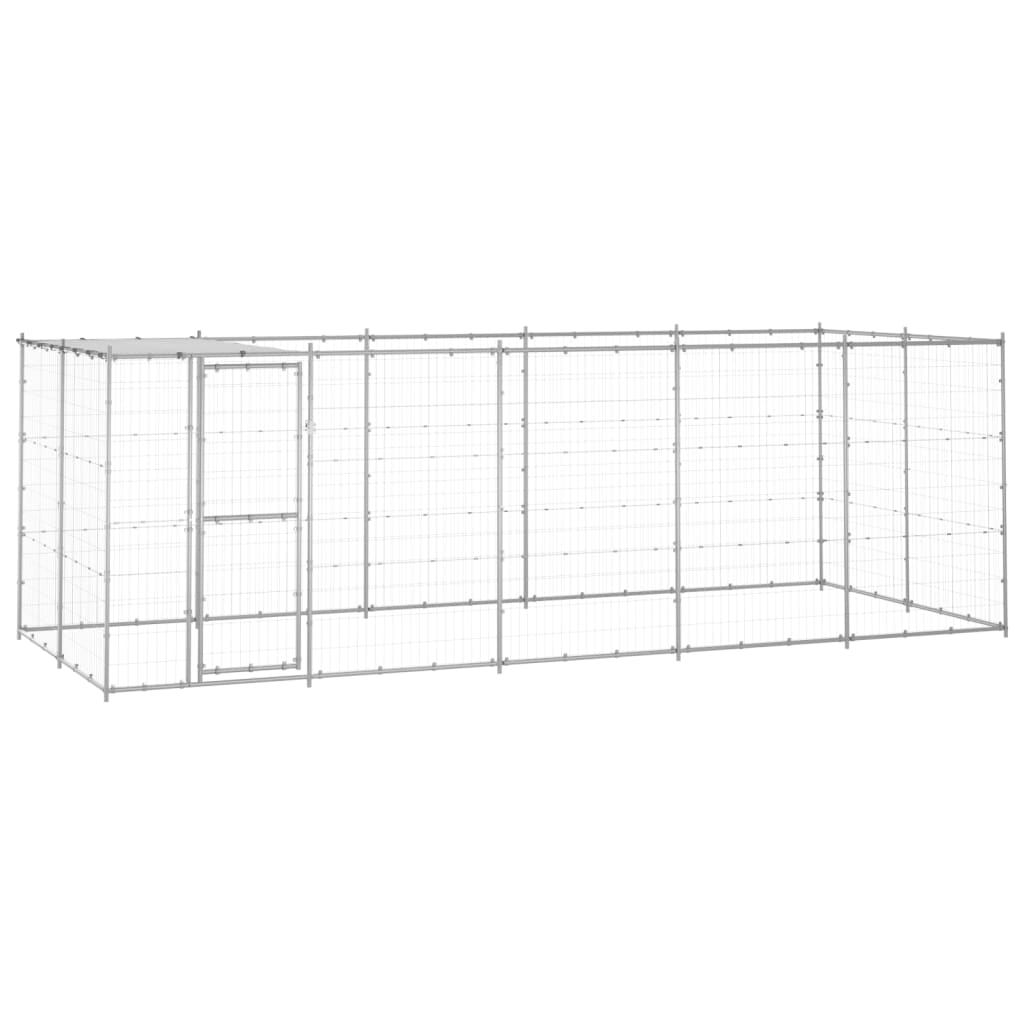 Vidaxl -Hundezwinger mit Dach 12,1 m² verzinkter Stahl