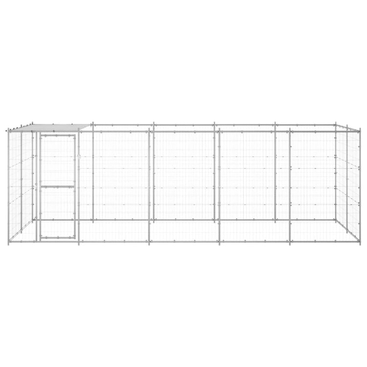 Vidaxl -Hundezwinger mit Dach 12,1 m² verzinkter Stahl