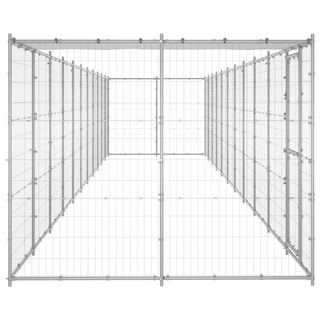 Vidaxl -Hundezwinger mit Dach 26,62 m² verzinkter Stahl