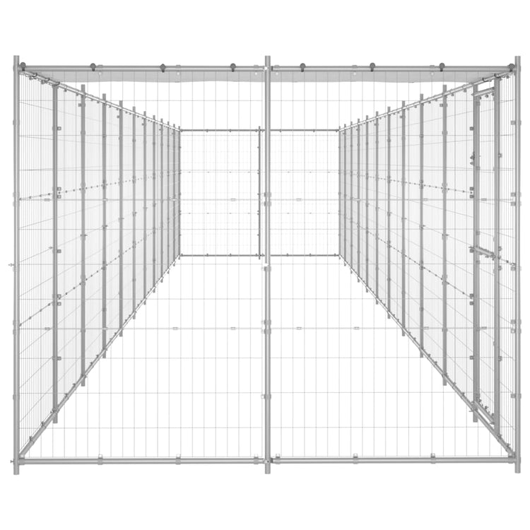 Vidaxl -Hundezwinger mit Dach 26,62 m² verzinkter Stahl
