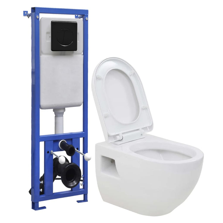 VIDAXL Hängende Toilette mit hoher gebogener Zisternkeramik