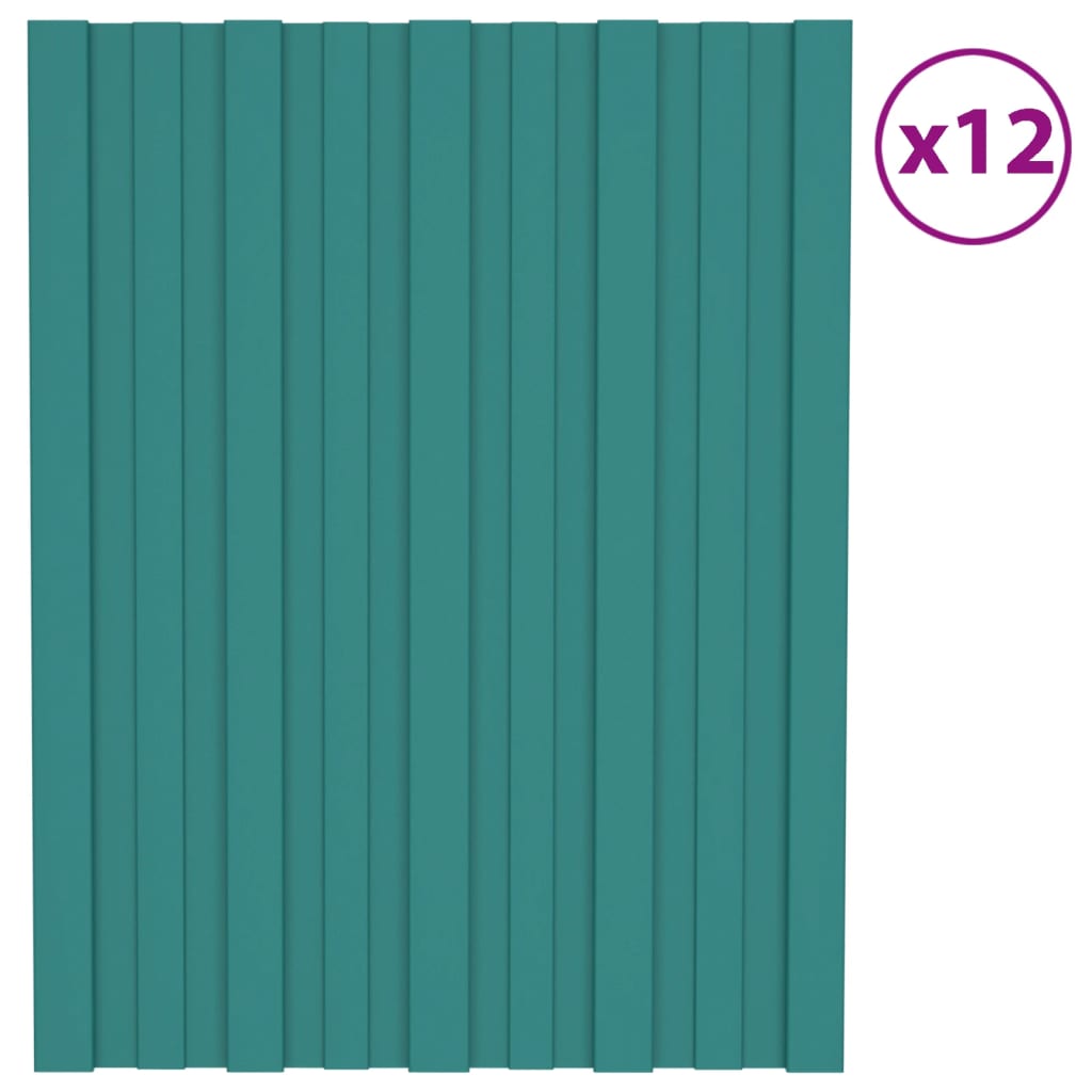 VIDAXL -Dachplatten 12 ST 60x45 cm verzinktes Stahlgrün