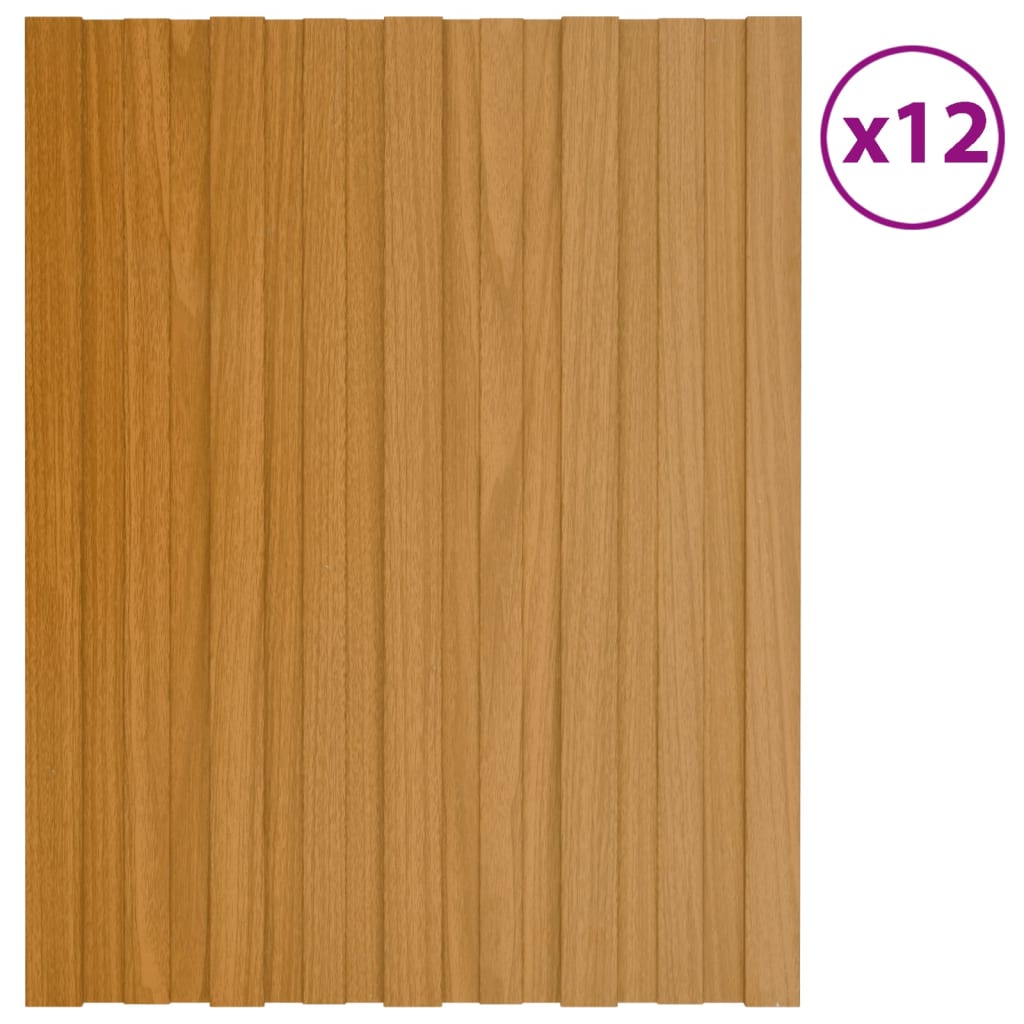 VIDAXL -Dachplatten 12 ST 60x45 cm verzinktes Stahl hellholz Holz
