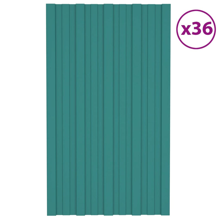 VIDAXL -Dachplatten 36 ST 80x45 cm verzinktes Stahlgrün