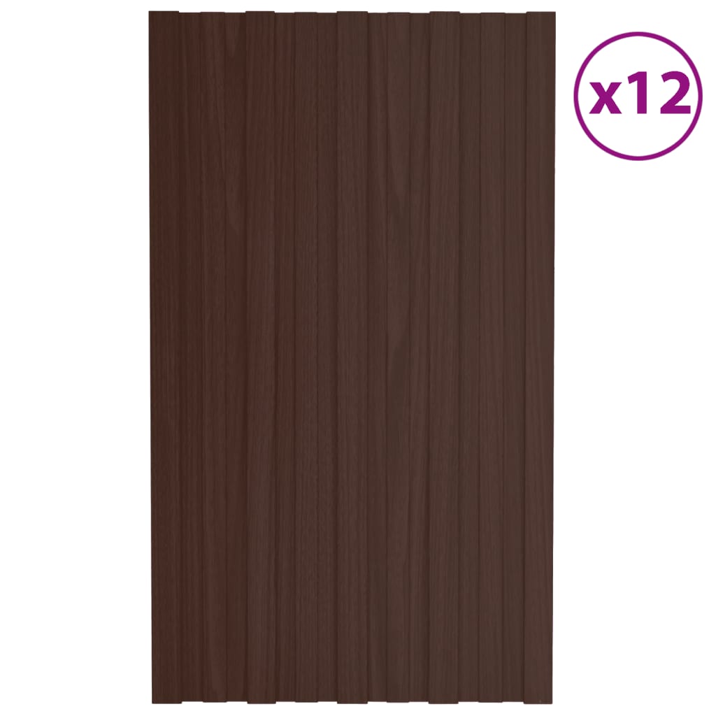 VIDAXL -Dachpaneele 12 ST 80x45 cm verzinkter Stahlbraun