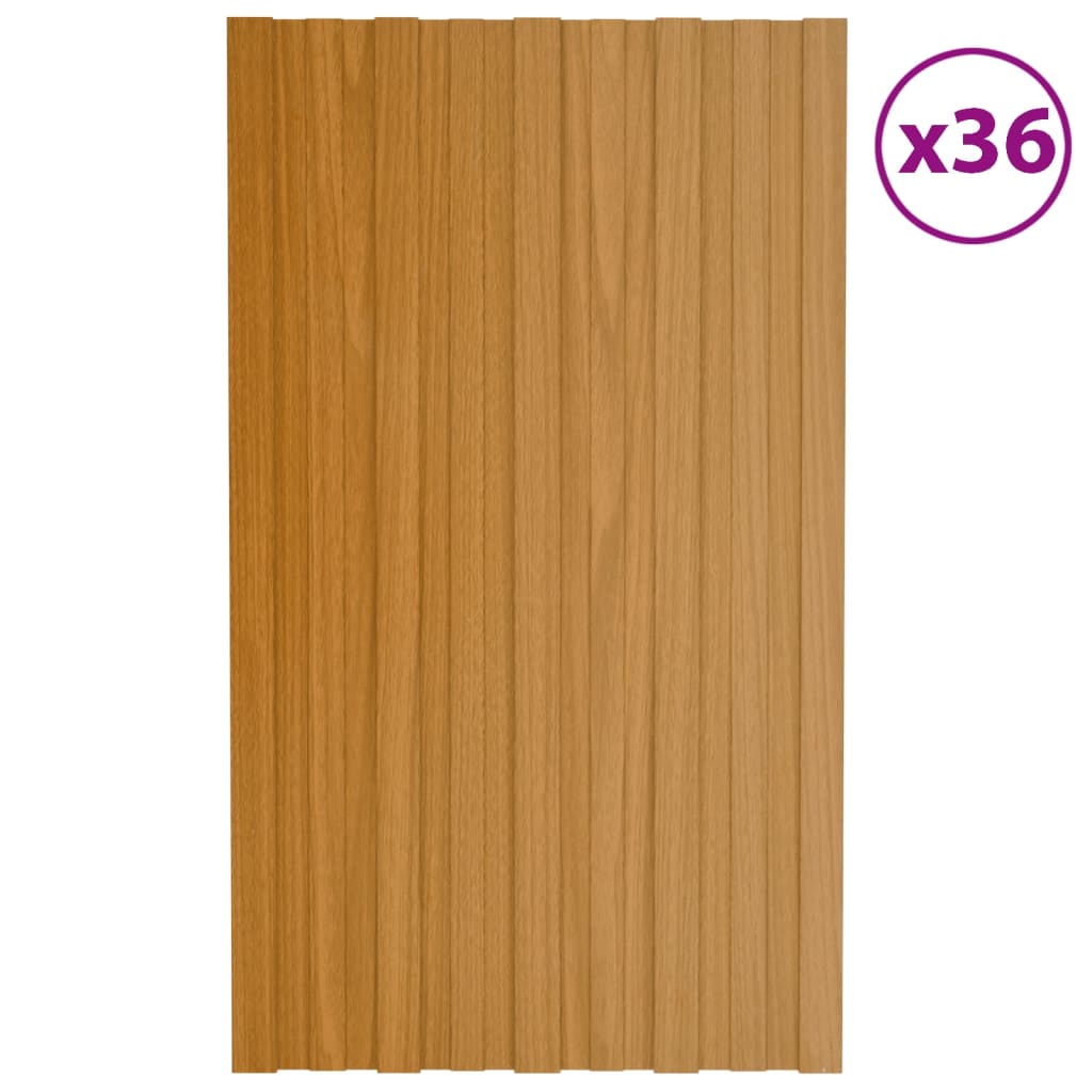 VIDAXL -Dachplatten 36 ST 80x45 cm verzinktes Stahlhellholz gefärbt