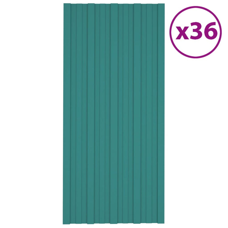 VIDAXL -Dachplatten 36 ST 100x45 cm verzinktes Stahlgrün