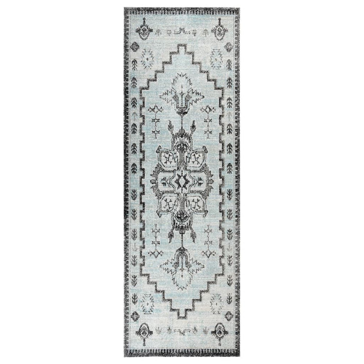 Vidaxl außerhalb des Teppichs flach gewebt 80x250 cm grün und grau