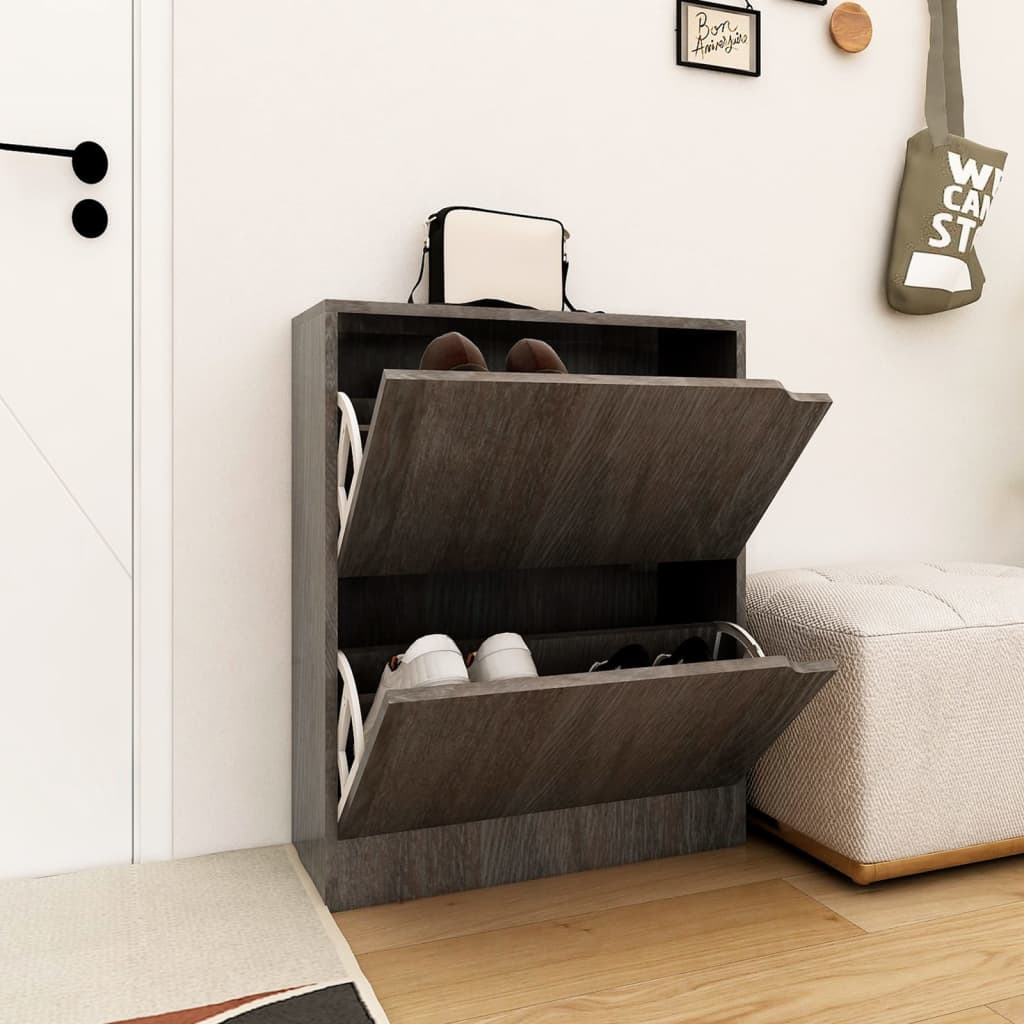VIDAXL -Schuhschrank 2 Türen 59x24x74 cm Propertiertes Holz Sonoma Eiche