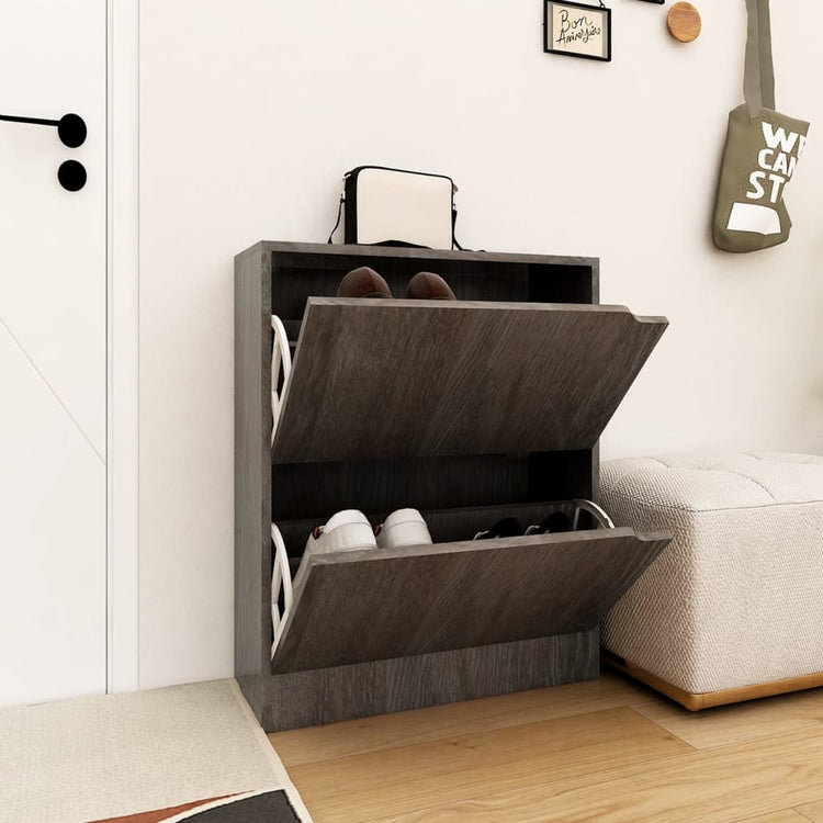 VIDAXL -Schuhschrank 2 Türen 59x24x74 cm Propertiertes Holz Sonoma Eiche