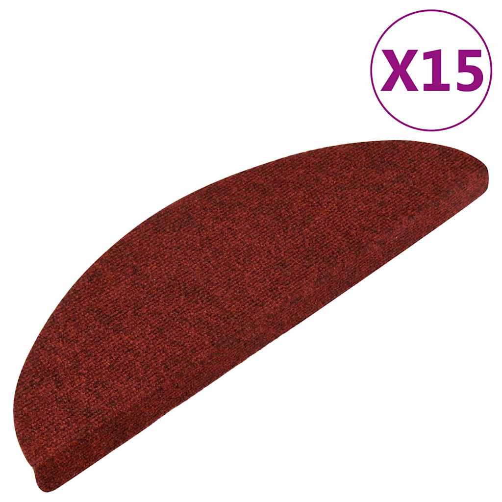Vidaxl Treppenmatten Selbstadhäsiv 15 ST 56x17x3 cm Rot