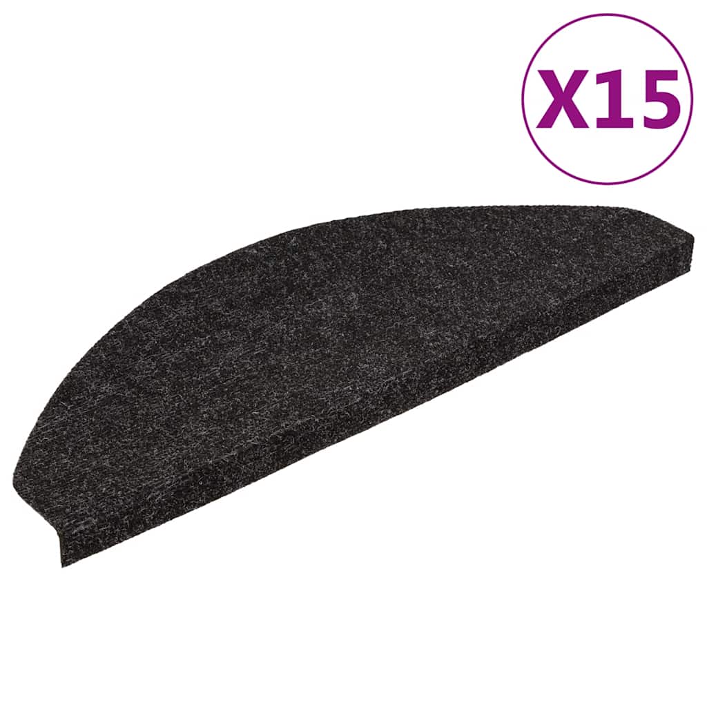 VIDAXL -Treppenmatten Selbstadhäsiv 15 ST 65x22,5x3,5 cm Anthrazit