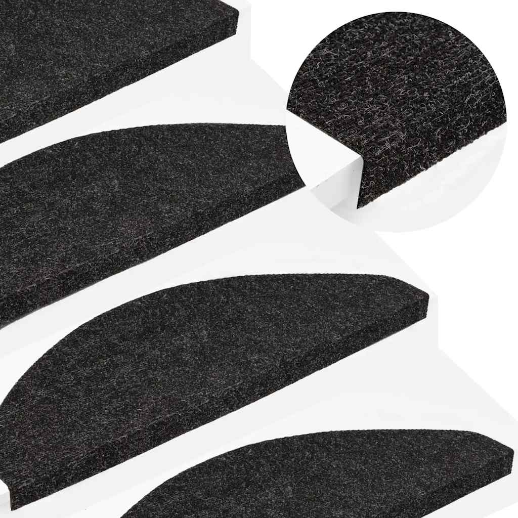 VIDAXL -Treppenmatten Selbstadhäsiv 15 ST 65x22,5x3,5 cm Anthrazit