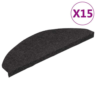 Vidaxl Treppenmatten Selbstadhäsiv 15 ST 65x22.5x3,5 cm Schwarz