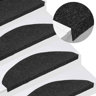 Vidaxl Treppenmatten Selbstadhäsiv 15 ST 65x22.5x3,5 cm Schwarz