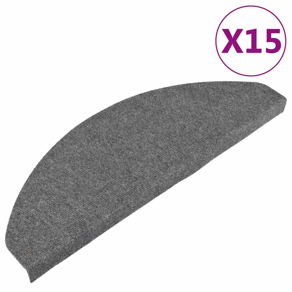 Vidaxl Treppenmatten Selbstadhäsiv 15 ST 65x22.5x3,5 cm Grau