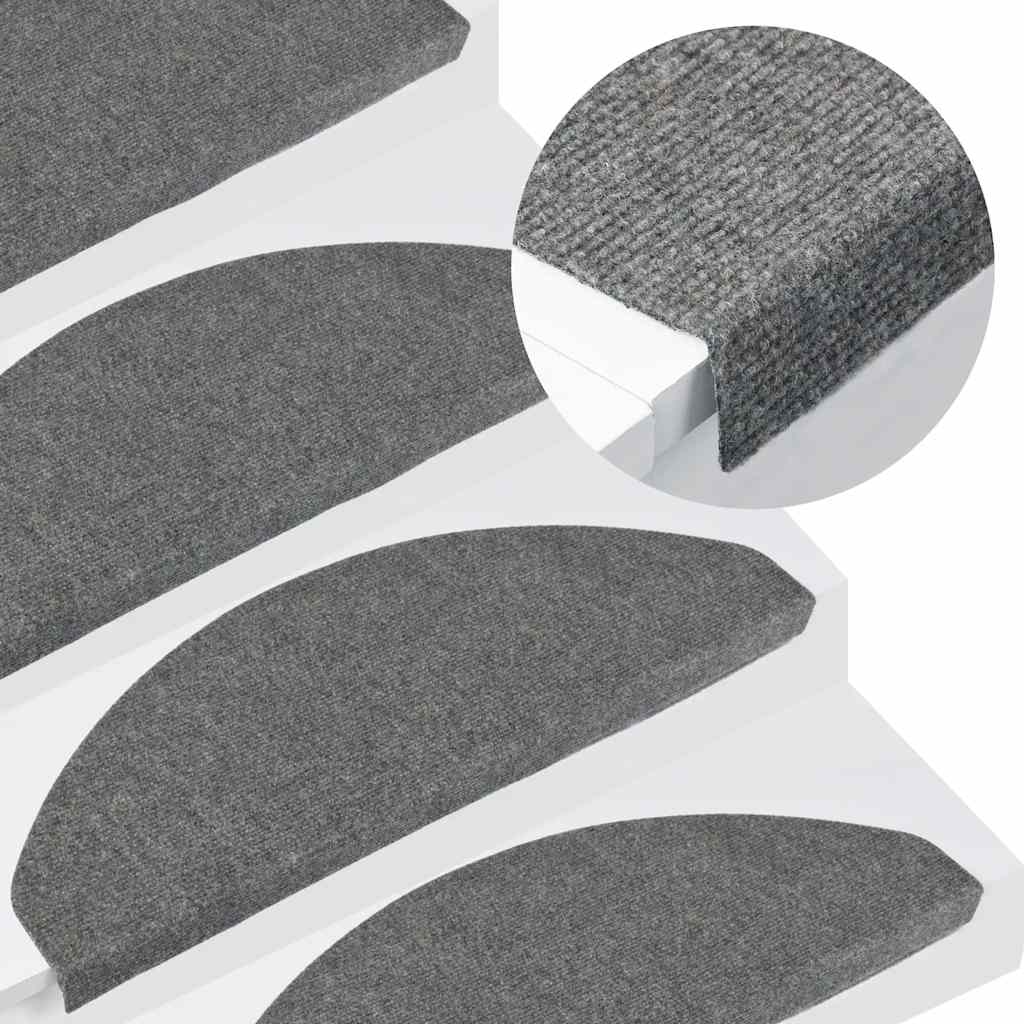 Vidaxl Treppenmatten Selbstadhäsiv 15 ST 65x22.5x3,5 cm Grau