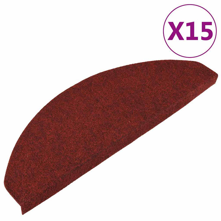 Vidaxl Treppenmatten Selbstadhäsiv 15 ST 65x22.5x3,5 cm Rot
