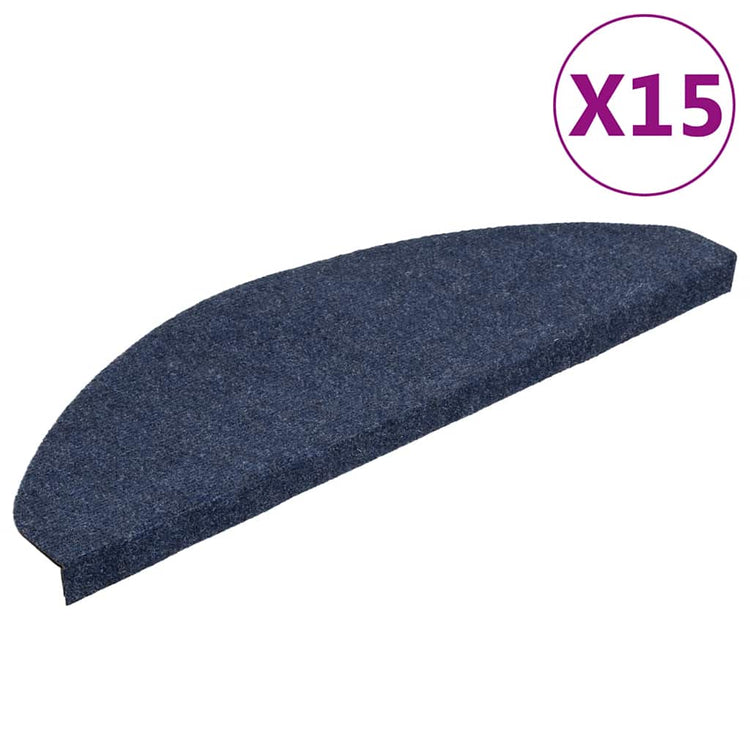 Vidaxl -Treppenmatten Selbstadhäsiv 15 ST 65x22.5x3,5 cm Blau