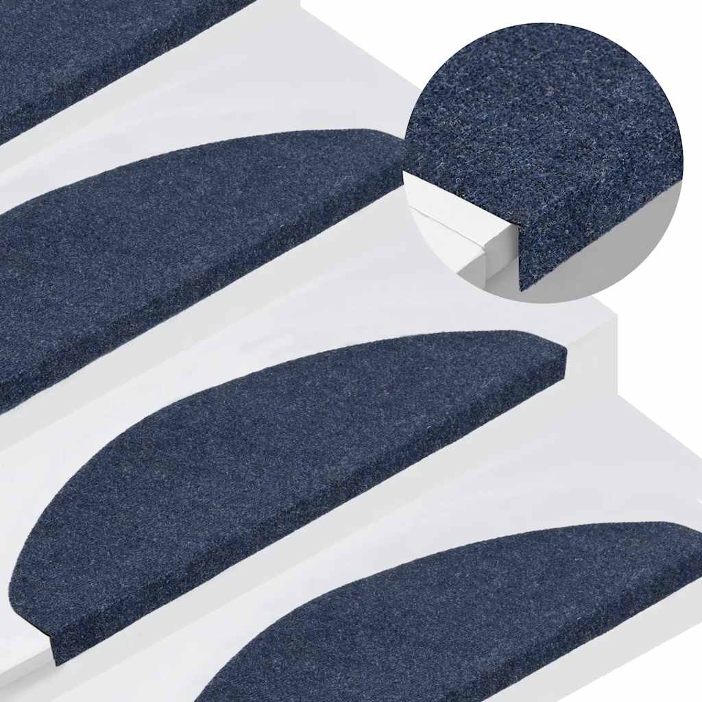 Vidaxl -Treppenmatten Selbstadhäsiv 15 ST 65x22.5x3,5 cm Blau