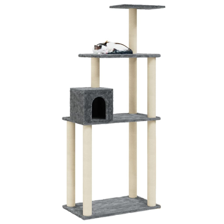 Vidaxl -Katzenkratzerpfosten mit Sisal -Kratzern 147 cm dunkelgrau