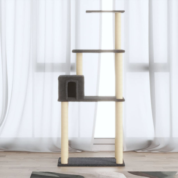 Vidaxl -Katzenkratzerpfosten mit Sisal -Kratzern 147 cm dunkelgrau