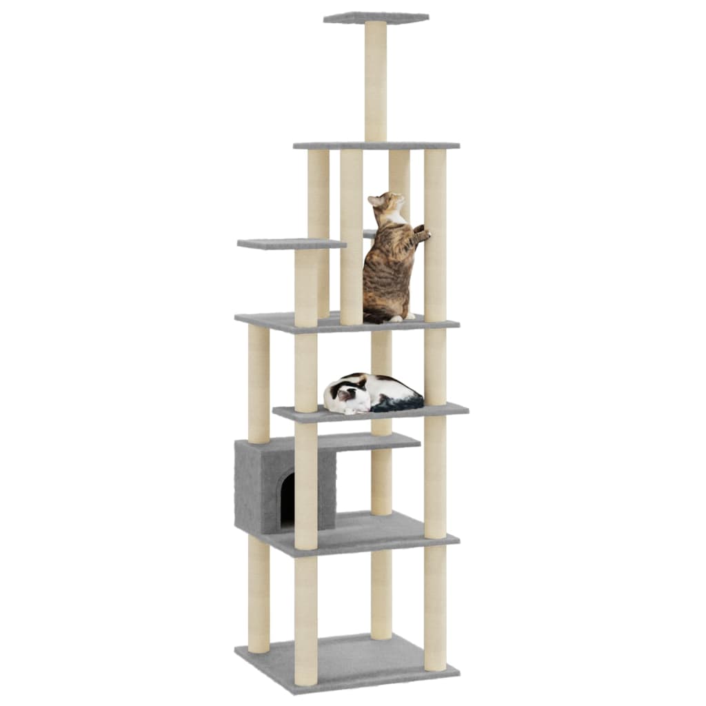 Vidaxl Cat Scraping Post mit Sisal -Kratzern 183 cm hellgrau