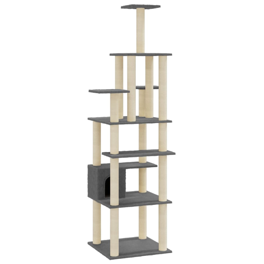 Vidaxl -Katzenkratzerpfosten mit Sisal -Kratzern 183 cm dunkelgrau
