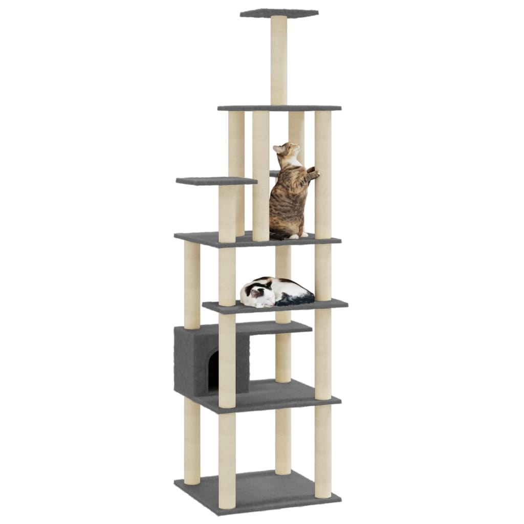 Vidaxl -Katzenkratzerpfosten mit Sisal -Kratzern 183 cm dunkelgrau