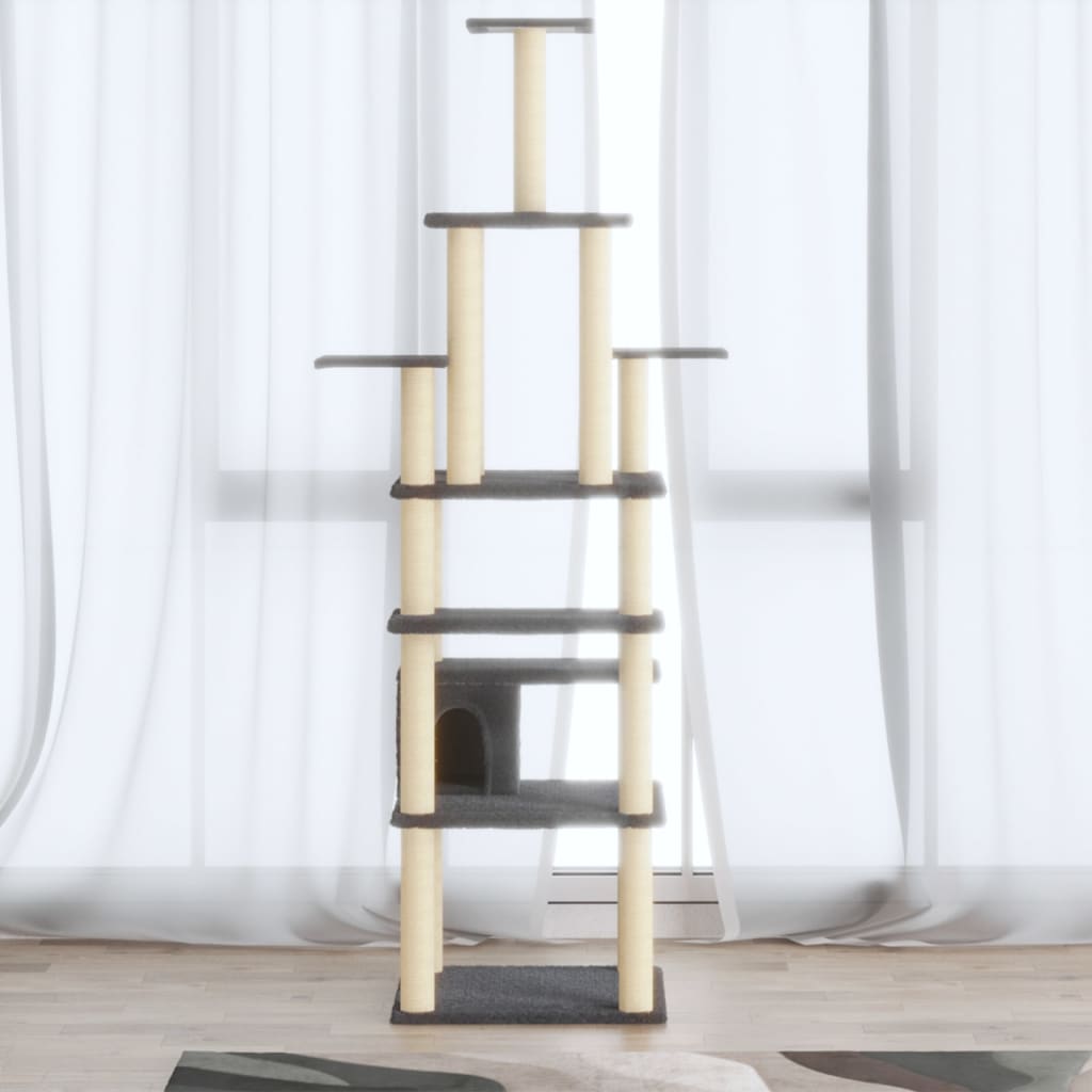 Vidaxl -Katzenkratzerpfosten mit Sisal -Kratzern 183 cm dunkelgrau