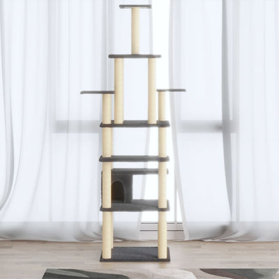 Vidaxl -Katzenkratzerpfosten mit Sisal -Kratzern 183 cm dunkelgrau