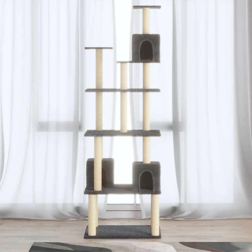 Vidaxl -Katzenmöbel mit Sisal -Kratzerpfosten 188 cm dunkelgrau