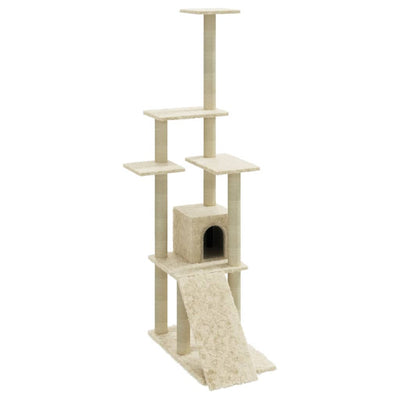 Vidaxl -Katzenmöbel mit Sisal -Kratzerpfosten 155 cm creme -gelenkt
