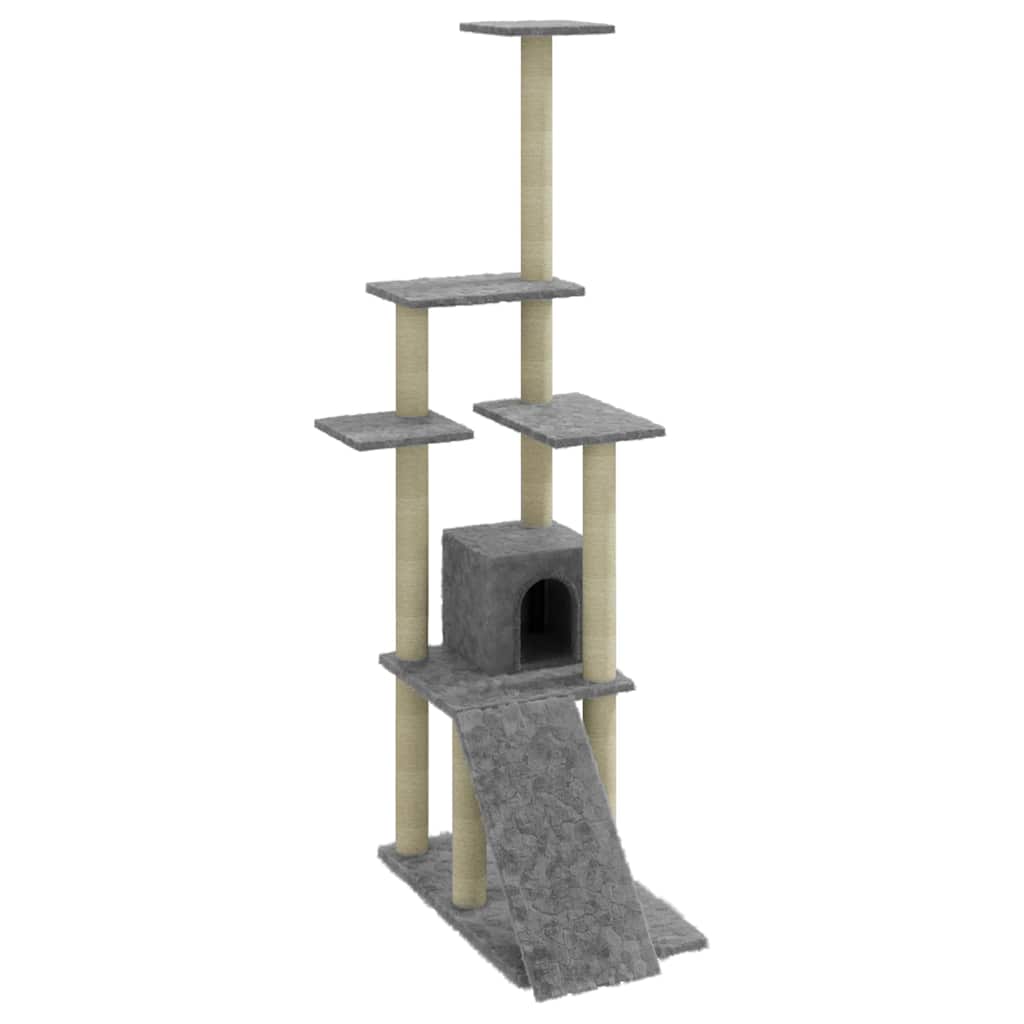 Vidaxl -Katzenmöbel mit Sisal -Kratzerpfosten 155 cm hellgrau