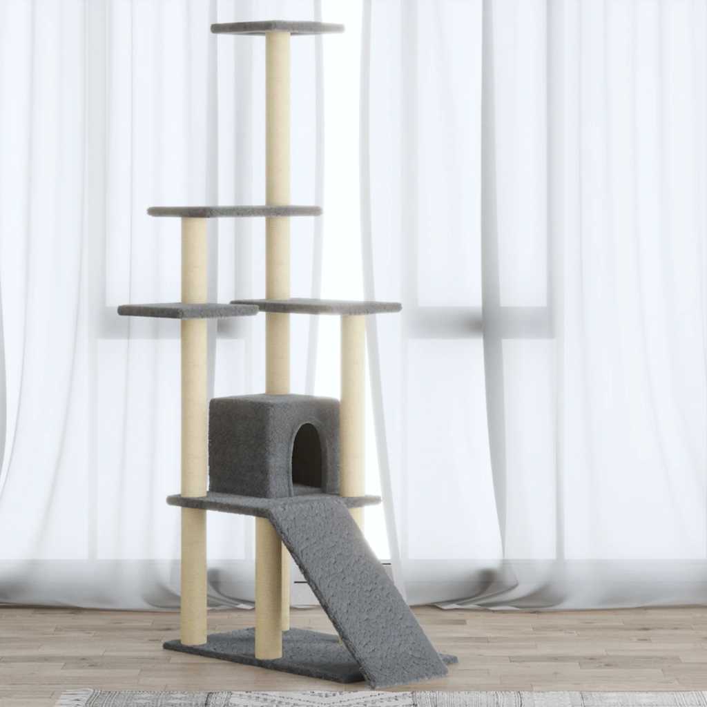 Vidaxl -Katzenmöbel mit Sisal -Kratzerpfosten 155 cm hellgrau